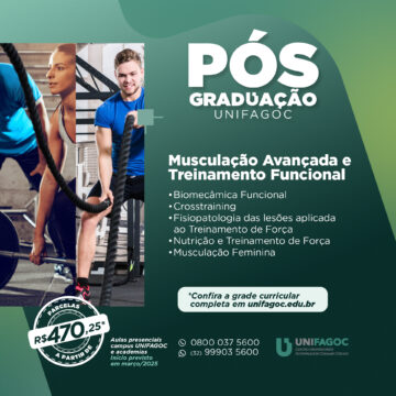 Pós-graduação UNIFAGOC 2025: saiba mais sobre o curso de Musculação Avançada e Treinamento Funcional
