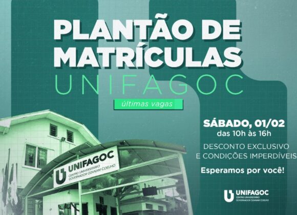 Últimas vagas: UNIFAGOC realiza Plantão de Matrículas neste sábado (01/02)