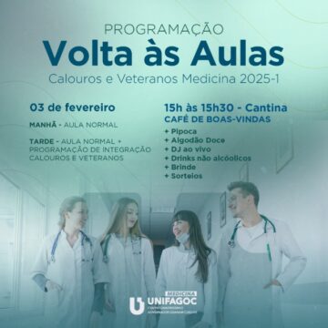 Volta às aulas Medicina UNIFAGOC: estudantes retornam ao campus no dia 3 de fevereiro