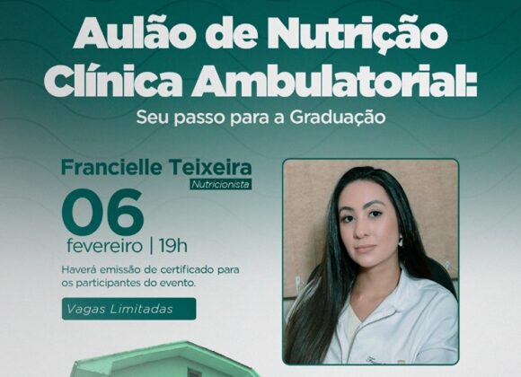 UNIFAGOC promove aulão gratuito sobre Nutrição Clínica Ambulatorial