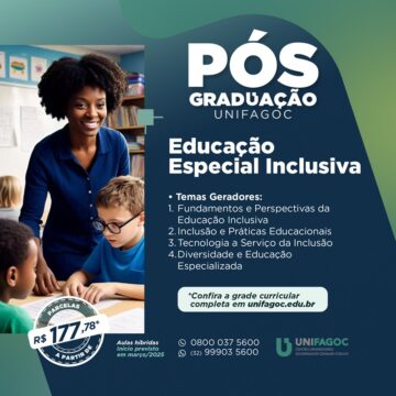 Pós-graduação UNIFAGOC 2025-1: saiba mais sobre o curso de Educação Especial Inclusiva