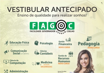 Inscrições abertas para o Vestibular Antecipado Fagoc