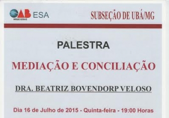 Palestra sobre Mediação e Conciliação acontece nesta quinta-feira (16)