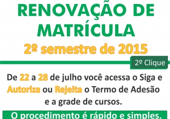 Segunda etapa da Renovação de Matrícula começa hoje (22)