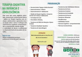 Instituto Fagoc promove curso de Terapia Cognitiva