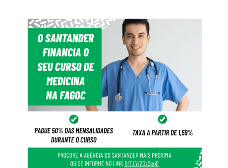 Financiamento Santander: pague 50% do valor das mensalidades de MEDICINA