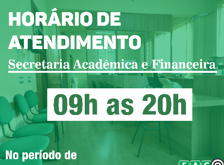 Secretarias da Fagoc têm novo horário nas férias