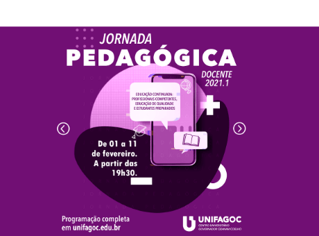 Jornada Pedagógica Docente do UNIFAGOC será realizada online em 2021