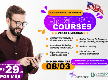 Parceria entre UNIFAGOC e U.Experience Be Global disponibiliza desconto para alunos e colaboradores cursarem disciplinas em inglês