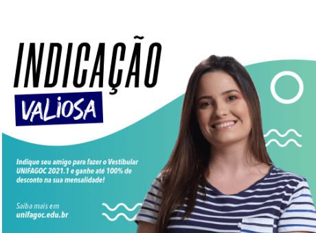 Indicação Valiosa: alunos do UNIFAGOC ganham até 100% de desconto ao indicar candidatos para o Vestibular 2021