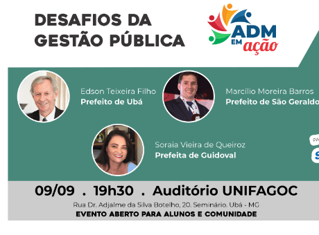 ADM em Ação abre inscrições para evento com participação dos prefeitos de Ubá, São Geraldo e Guidoval