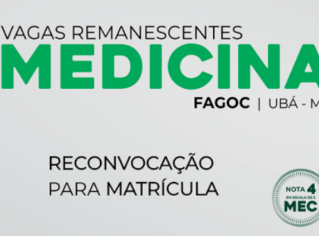 Medicina UniFagoc divulga edital de reconvocação para matrícula dos aprovados no 12º processo seletivo de Vagas Remanescentes