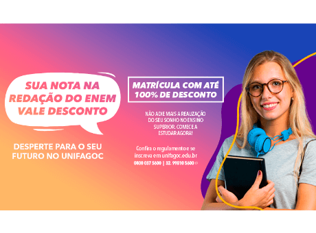 Nota da redação do ENEM 2020 vale até 100% de desconto em matrícula no UNIFAGOC