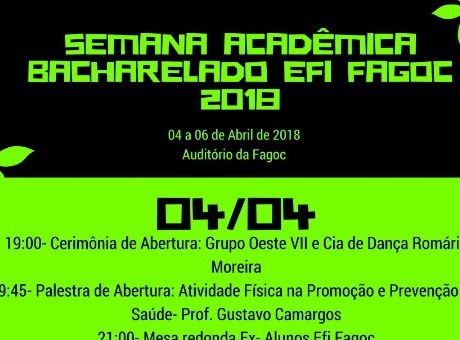 Educação Física da Fagoc promove Semana Acadêmica entre os dias 4 e 6 de abril