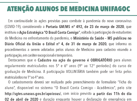 Ministério da Saúde abre inscrições para programa “O Brasil Conta Comigo” nesta quinta-feira (02)
