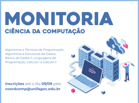 Ciência da Computação UNIFAGOC oferece vaga para monitoria