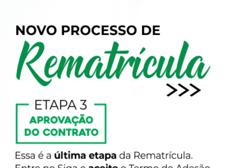 Terceira etapa da Rematrícula está bloqueada para atualização do SIGA; Processo será retomado nesta sexta-feira (5)