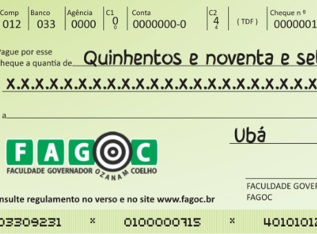 Candidatos do Vestibular 2018 ganham cheque da Fagoc