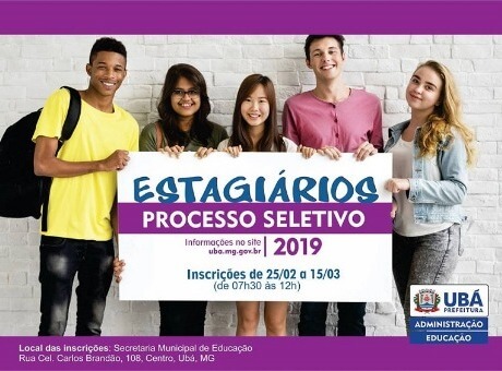 Inscrições abertas para seleção de estagiários da Prefeitura de Ubá