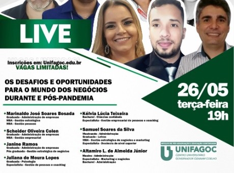 Núcleo de Pós-graduação UNIFAGOC promove live sobre negócios na pandemia