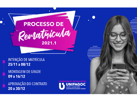 Processo de Rematrícula do UNIFAGOC tem início dia 25 de novembro