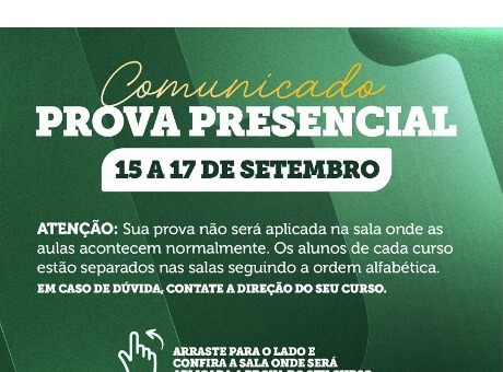 Confira o mapeamento das salas para a realização das provas presenciais desta semana