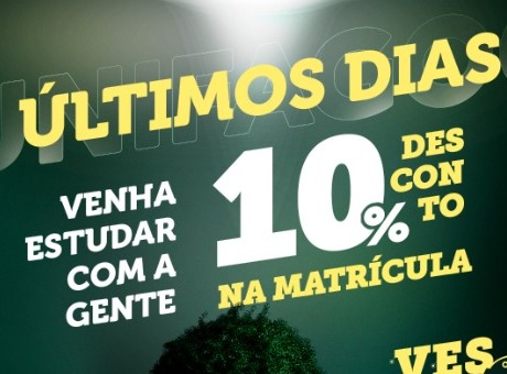 Últimos dias para se matricular no UNIFAGOC e garantir 10% de desconto