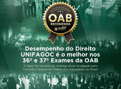 Desempenho do Direito UNIFAGOC é o melhor de Ubá nos 36º e 37º Exames da OAB