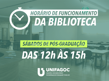 Biblioteca do UNIFAGOC tem novo horário de funcionamento nos sábados de pós-graduação