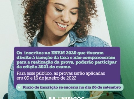 Inscritos isentos que faltaram no ENEM 2020 poderão se inscrever para a edição de 2021