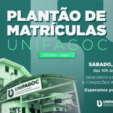 UNIFAGOC promove plantão de matrículas neste sábado (08): últimas vagas disponíveis