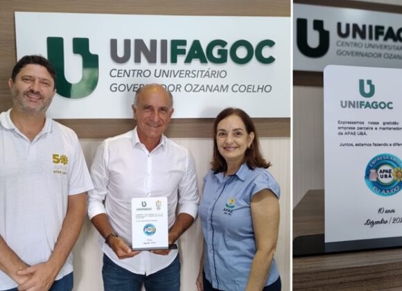 UNIFAGOC recebe reconhecimento pelos 10 anos de parceria com a APAE Ubá