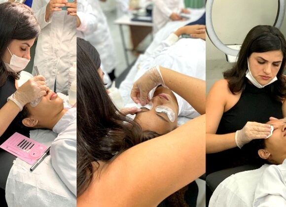 Alunas de Estética e Cosmética do UNIFAGOC participam de aula sobre extensão de cílios