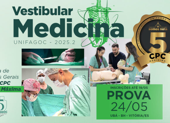 Inscrições abertas para o Vestibular de Medicina UNIFAGOC 2025-2; estude na TOP 1 Minas e TOP 5 Brasil