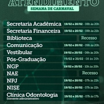 UNIFAGOC divulga funcionamento em horário diferenciado no período de Carnaval