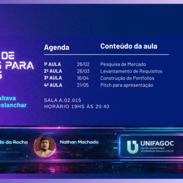 Ciência da Computação do UNIFAGOC promove curso de extensão sobre técnicas de projetos para startups