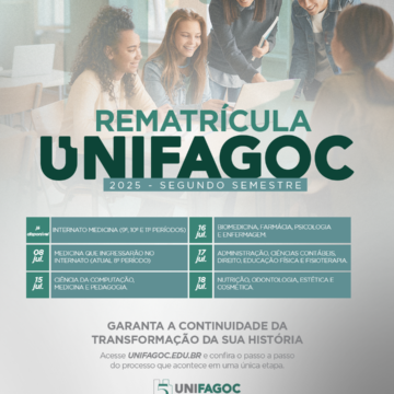 UNIFAGOC divulga o cronograma de rematrícula para 2025.2