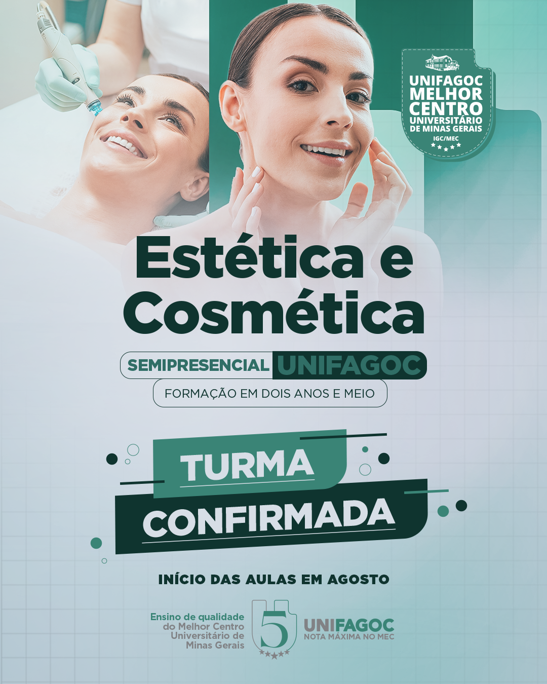 UNIFAGOC confirma abertura da primeira turma de Estética e Cosmética Semipresencial para agosto de 2026