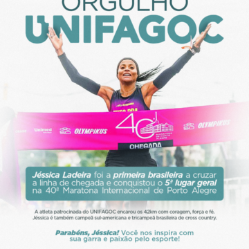 Atleta patrocinada pelo UNIFAGOC é destaque nacional e melhor brasileira na Maratona Internacional de Porto Alegre