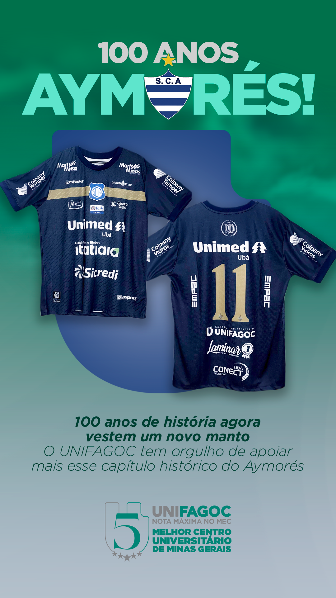 UNIFAGOC reforça apoio ao Aymorés em momento histórico do centenário do clube