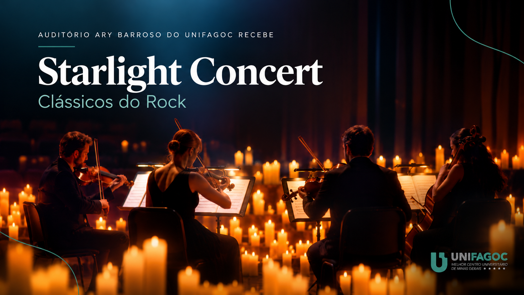 Auditório Ary Barroso do UNIFAGOC recebe espetáculo Starlight Concert – Clássicos do Rock