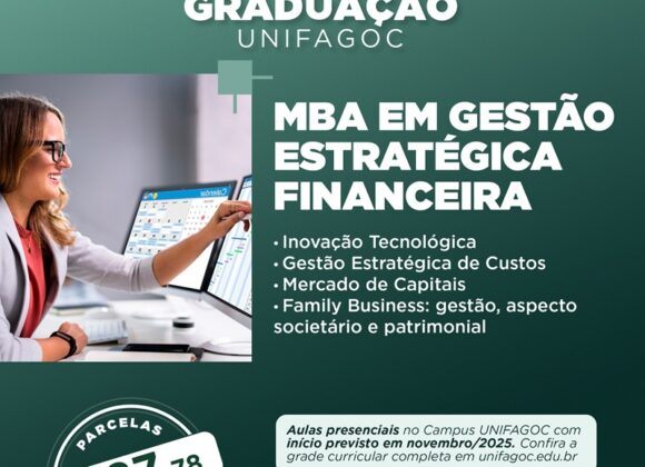 UNIFAGOC lança MBA em Gestão Estratégica Financeira com início em novembro de 2025
