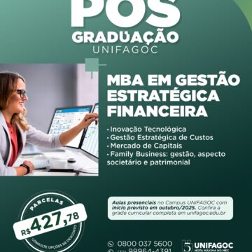 UNIFAGOC lança MBA em Gestão Estratégica Financeira com início em outubro de 2025