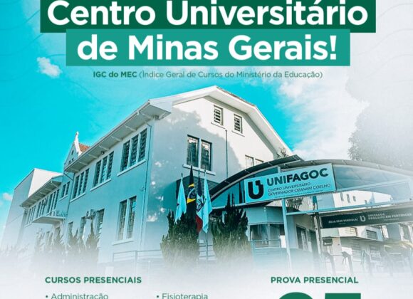 Vestibular UNIFAGOC 2026-1 está com inscrições abertas: prova ocorrerá em 25 de outubro; Estude na MELHOR DE MINAS