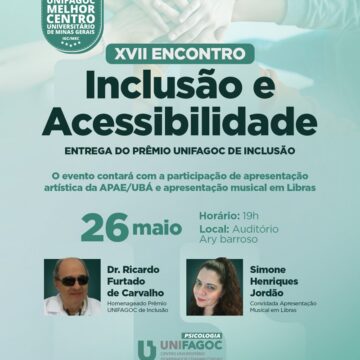 UNIFAGOC promove XVII Encontro de Inclusão e Acessibilidade no dia 26 de maio
