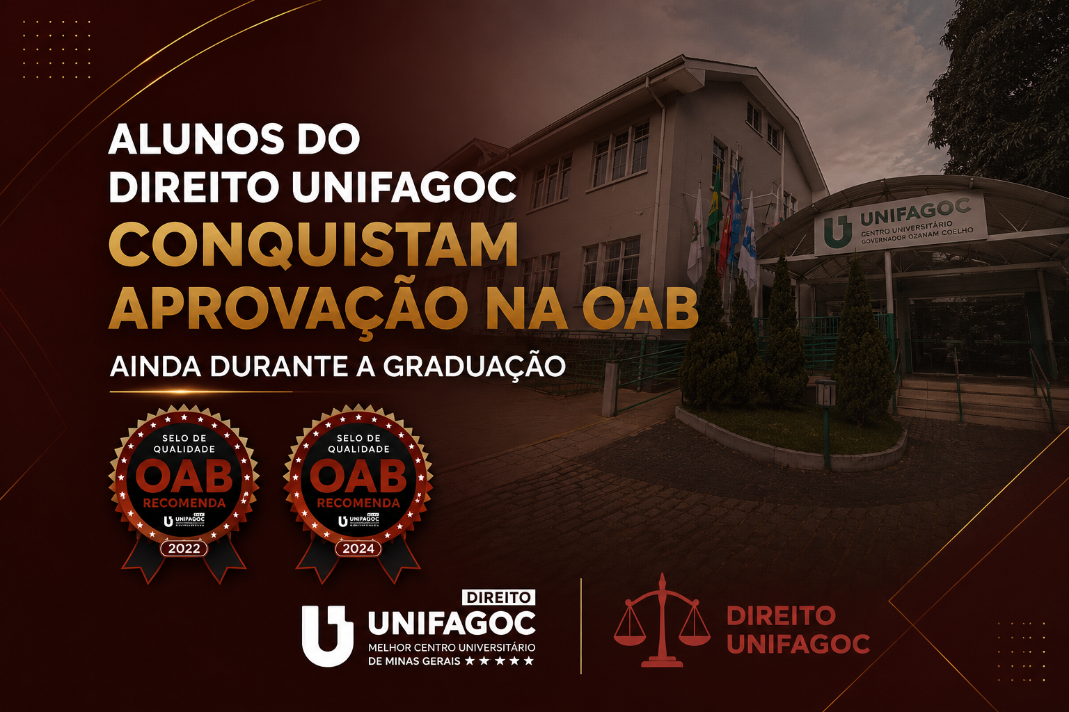 Alunos do Direito UNIFAGOC conquistam aprovação na OAB ainda durante a graduação