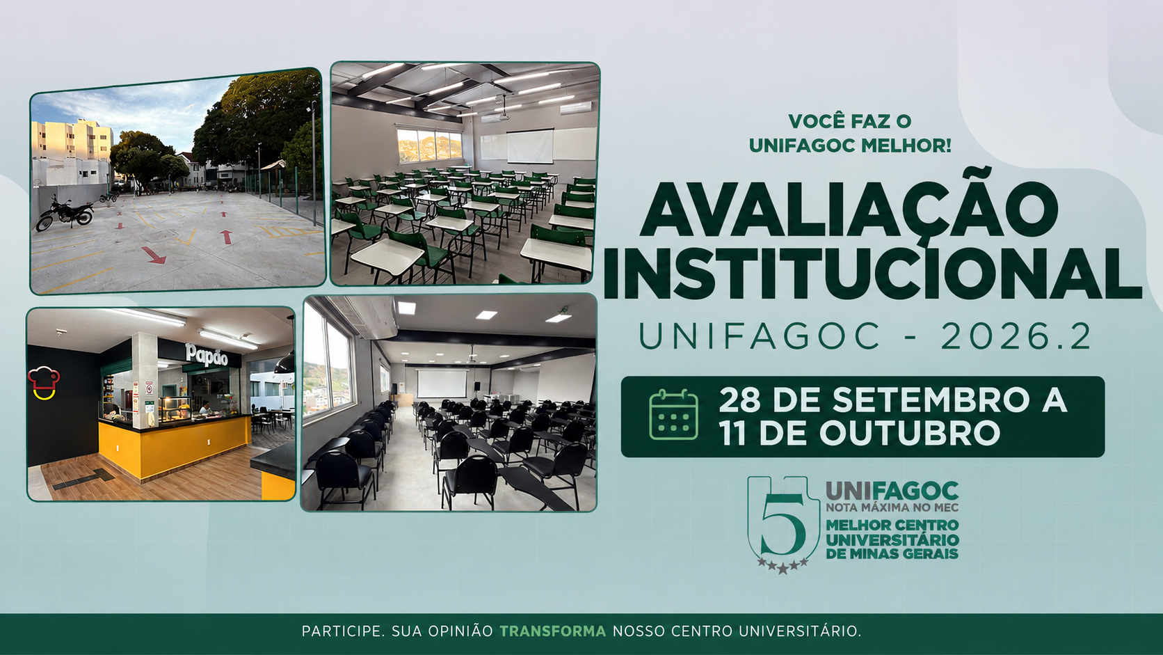 Avaliação Institucional UNIFAGOC 2026-2: pesquisa acontece de 28 de setembro a 11 de outubro