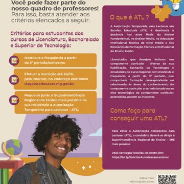 Estudantes de Licenciatura, Bacharelado e Tecnologia podem solicitar Autorização Temporária para Lecionar (ATL)