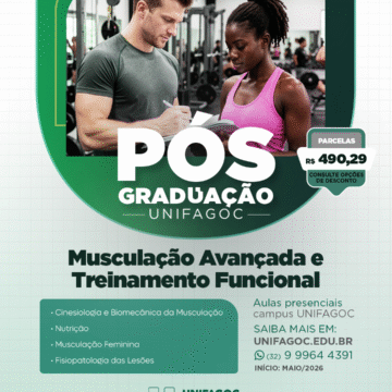 UNIFAGOC abre nova turma da Pós-Graduação em Musculação Avançada e Treinamento Funcional com início em maio de 2026