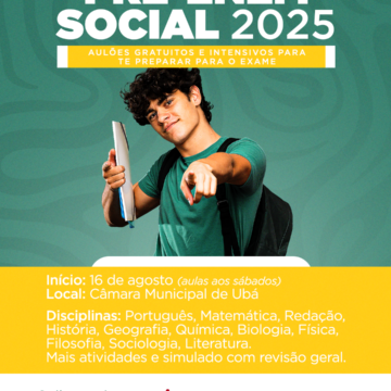 Inscrições abertas para o Pré-Enem social 2025: Projeto é uma parceria do UNIFAGOC com a Câmara Municipal de Ubá